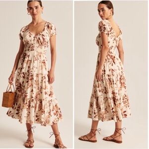 Abercrombie Smocked Floral Print Midi Dress